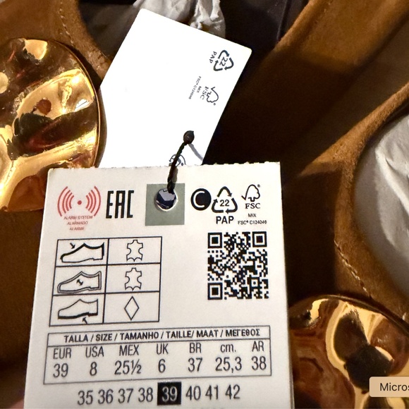 Zara chocolate brown suede leather embellished ballet NWT - Picture 4 of 10